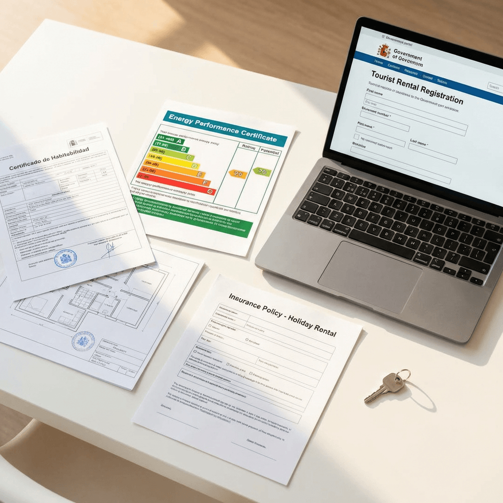 Propietario completando el registro de su vivienda turística en un ordenador