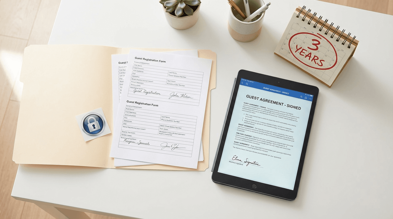 Archivo digital de partes de viajeros firmados en una pantalla de ordenador