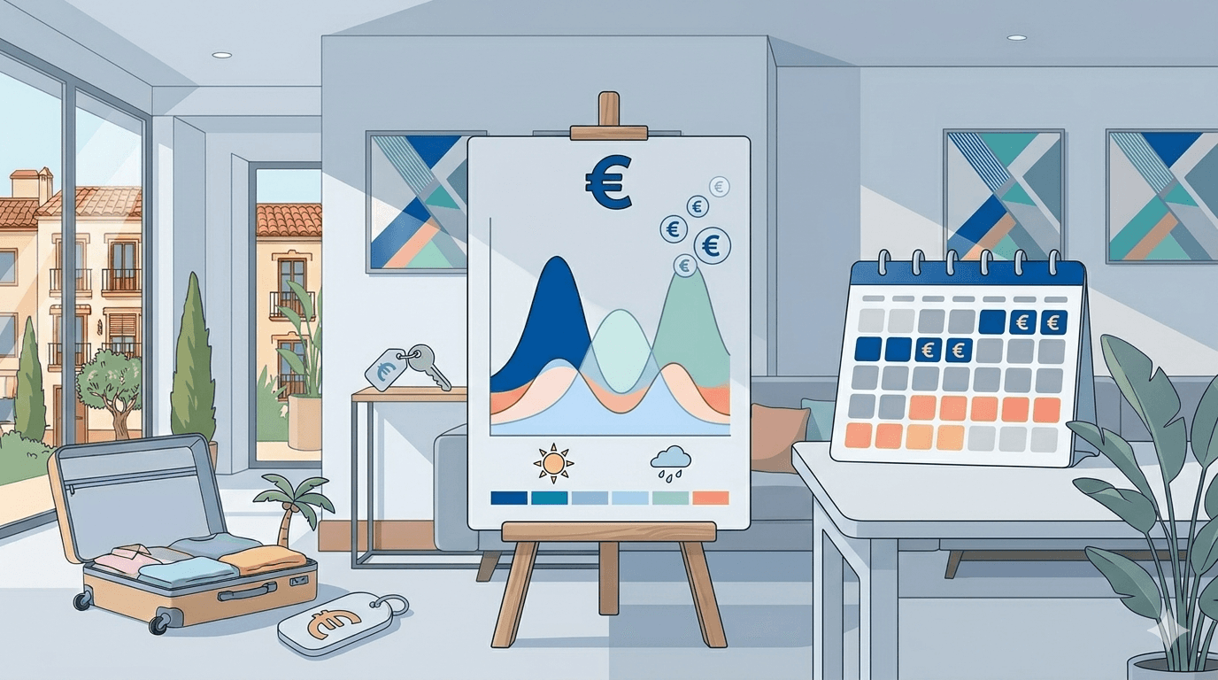 Gráfico de precios dinámicos mostrando variaciones estacionales en un alquiler vacacional