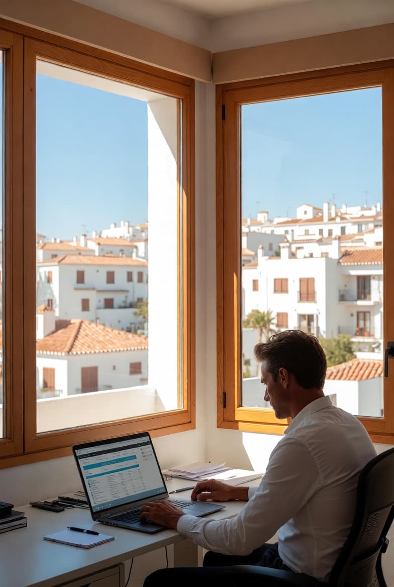 Gestor de alojamiento turístico completando el registro de viajeros