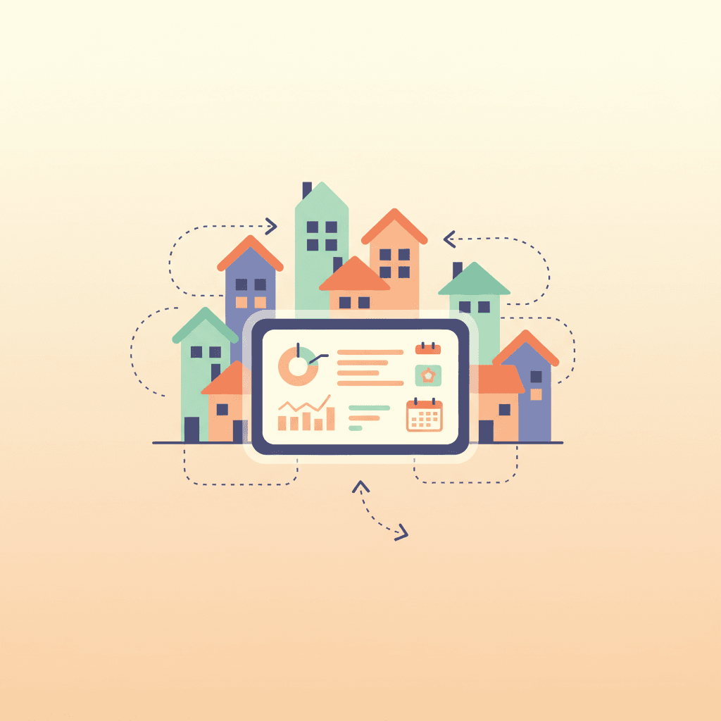 Dashboard showing multiple rental properties managed from one place