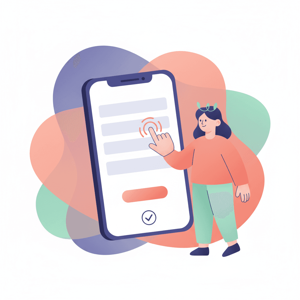 Formulario de check-in autoservicio en un dispositivo móvil